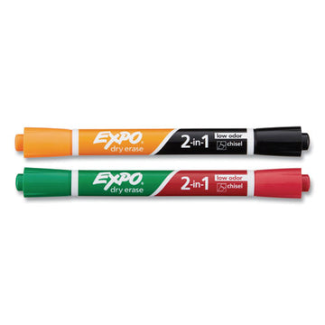 EXPO® 2-in-1 Dry Erase Markers, Medium Chisel Tip, Assorted Colors, 2-pack freeshipping - TVN Wholesale